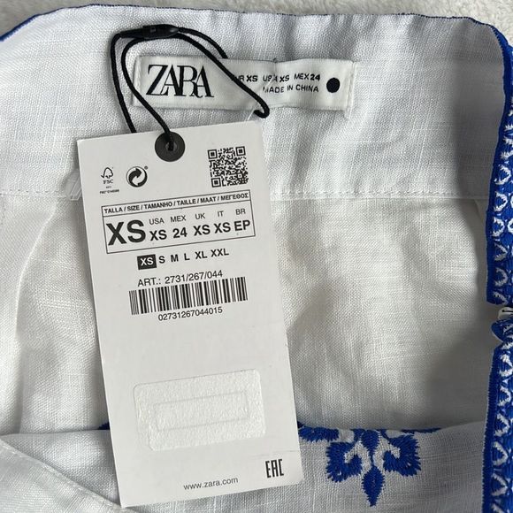 Zara Embroidered Blue and White Midi Skirt - Picture 12 of 16